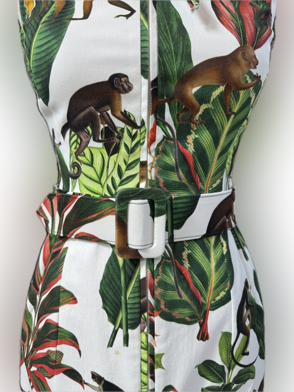Oscar de la Renta dress, specifically the "Short-Sleeve Zip-Front Belted - Picture 4 of 11